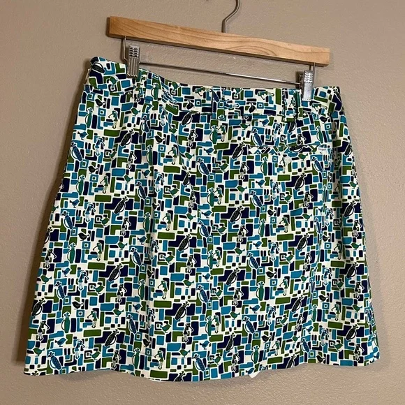 Liz Golf Midcentury Palm Sprigs Print Claiborne Skort/Skirt Size 12 - Picture 2 of 10